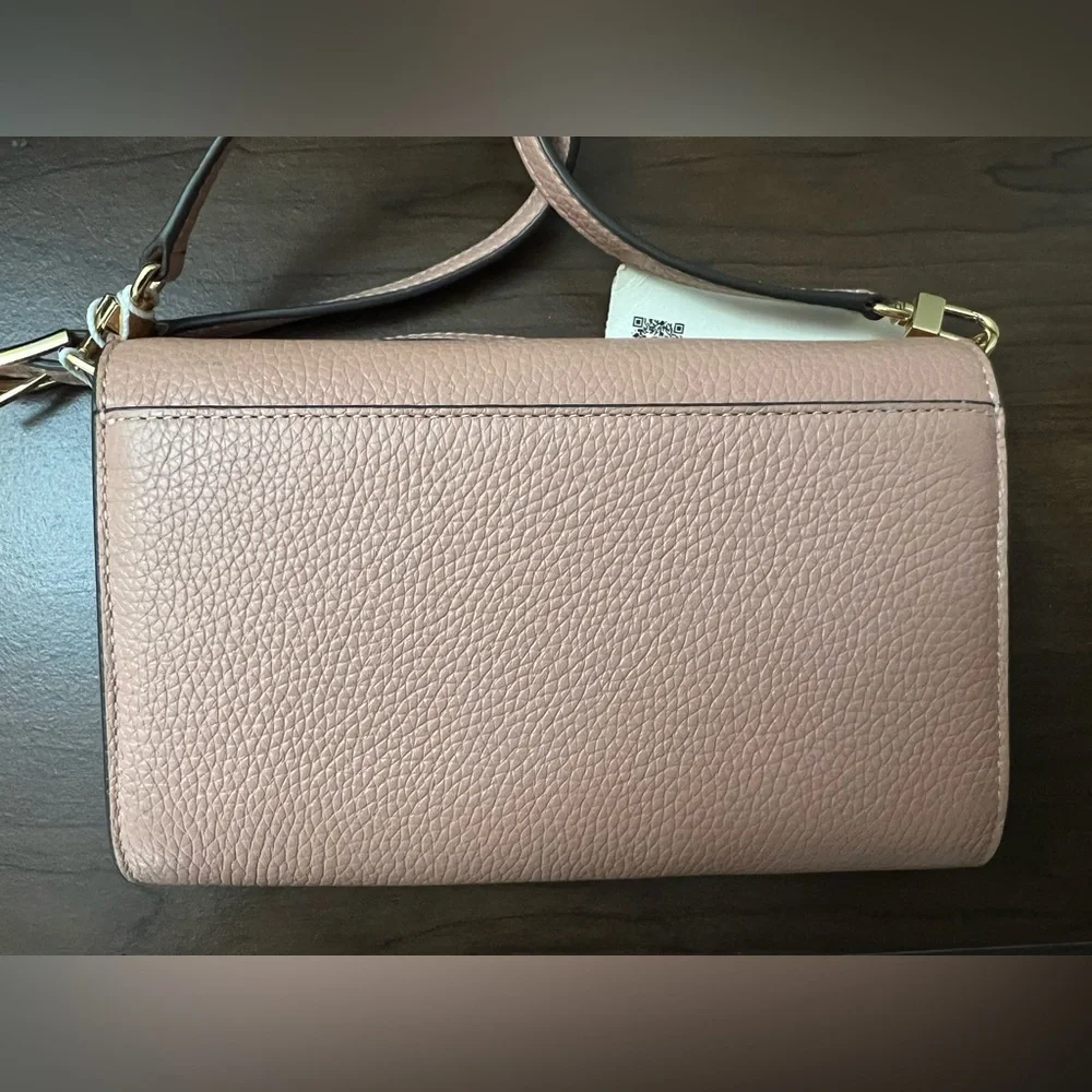 NWT! Tory Burch Thea Flat Wallet Pebbled Leather Crossbody Bag with Flat Wallet - Picture 7 of 13